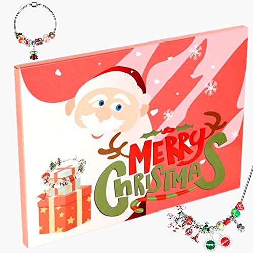 Product Cover STARTONECO 2019 Christmas Countdown Calendar for Teen Girls Women 2019, Advent Calendar Necklace and Bracelet DIY Beads Charms Bracelet for Granddaughter Christmas Jewelry Box