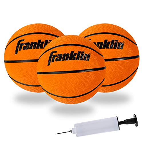 Product Cover Franklin Sports Indoor/Outdoor Rubber Mini Basketballs - 3 Pack - Slam Dunk Approved - Indoor/Outdoor Ready - Basketball Pump Included
