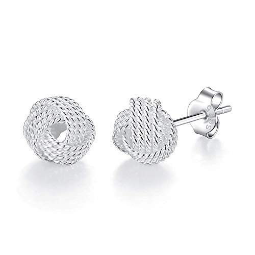 Product Cover 925 Sterling Silver Twisted Love Knot Stud Earrings for Women | Hypoallergenic Earrings for Sensitive Ears