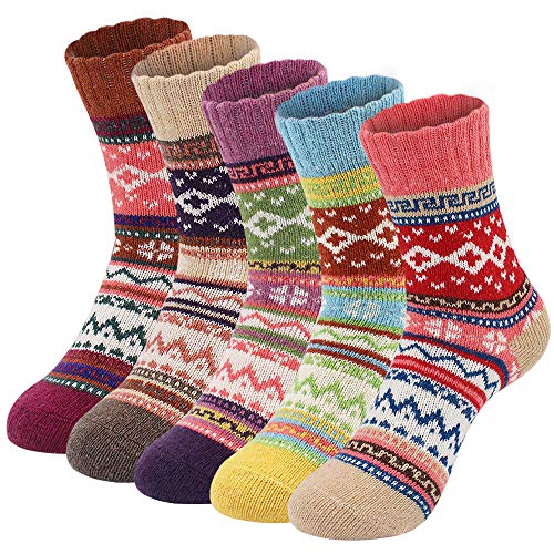 Product Cover 5 Pairs Wool Socks Women Winter Socks Womens Vintage Soft Warm Socks for Women