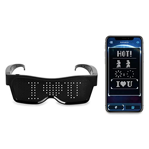 Product Cover EYEFLASHES Bluetooth LED Glasses for Raves - Light Up Glasses for Festivals & Parties - Rave Glasses - Display Customized Flashing Messages & Animations via Bluetooth on Our App - Light up The Party!