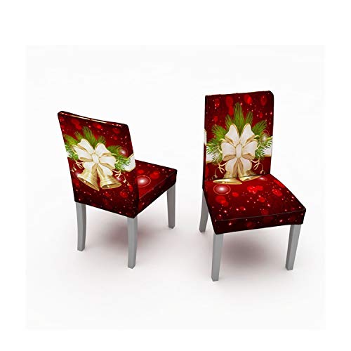 Product Cover Muuyi Stretch Chair Cover for Dining Room Chair Protector Seat Cover Stretch Slipcover Christmas Bell Furniture for Living Room Ceremony Hotel for Party, 2 Pack