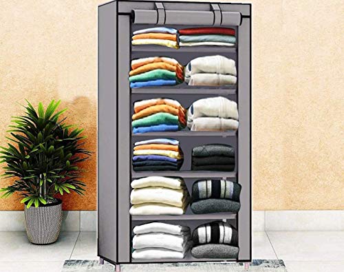 Product Cover Keekos Collapsible Wardrobe Organizer, Storage Rack for Kids and Women, Clothes Cabinet, Shoe Rack, Bedroom Organiser with 6 Layer_Navyblue
