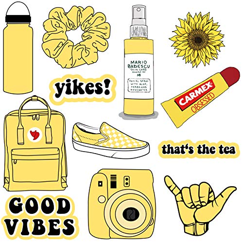 Product Cover VSCO Vinyl Stickers Aesthetic,Trendy - VSCO Girl Essential Stuff for Water Bottles Stickers Suitable for Photo Sharing, Swimming,Outdoor(Yellow)