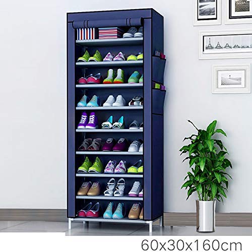 Product Cover Tinnitus 9 Layer Multipurpose Portable Folding Shoe Rack/Shoe Shelf/Shoe Cabinet with Wardrobe Cover, Easy Installation Stand for Shoes (9 Layer in NavyBlue) (Shoe Racks for Home)