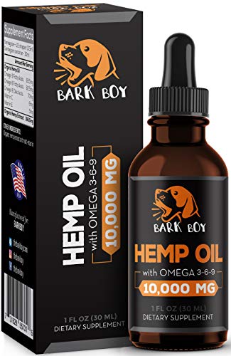 Product Cover Bark Boy - Hemp Oil for Dogs Cats - Separation Anxiety, Joint Pain, Stress Relief, Arthritis, Seizures, Chronic Pains, Anti-Inflammatory - Omega 3, 6, 9-100% Organic - Calming Drops (1 Pack)