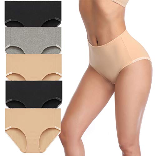 Product Cover MISSWHO Womens Underwear Cotton High Waist Soft Stretchy Panties Comfortable Breathable Briefs for Ladies (5 Pack)