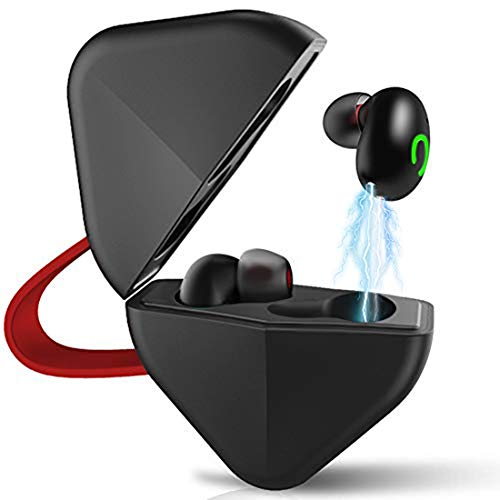 Product Cover Hieha True Wireless Earbuds Bluetooth 5.0 Ipx7 Waterproof Built in Mic in-Ear Headphones with Deep Bass Hi-Fi Sound Charging Case Noise Cancelling Earphones for Sport Running,Black