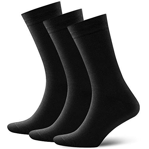 Product Cover 3-pack Mens Cotton Black Dress Socks Casual Trouser Socks for men, Black 10-12