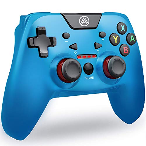 Product Cover Switch Pro Controller PC Controller, A.A PC Game Controller Game Controller for Switch with Dual Shock & Adjustable Turbo Function High Performance Wireless Switch Controller PC Controller（Blue）