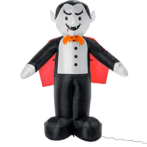 Product Cover Halloween Haunters 7 Foot Inflatable Dracula Vampire Yard Prop Decoration with LED Lights - Spooky Demon Devil with Red Cape - Scary Indoor Outdoor Lawn Blow Up - Graveyard Haunted House Party Display