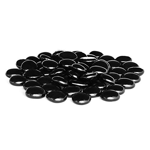 Product Cover Royal Imports Flat Marbles, Pebbles, Glass Gems for Vase Fillers, Party Table Scatter, Wedding, Decoration, Aquarium Decor, Crystal Rocks, or Crafts, 5 LBS (Approx 400 pcs) (Black)