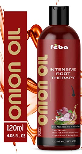 Product Cover Feba Red Onion Oil For Hair Growth, Men and Women Natural Ingredients No Mineral & Paraben Intensive Hair Root Therapy (120 ml)