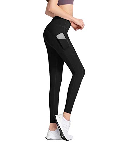 Product Cover Lynfun High Waist Yoga Pants with Pockets, Tummy Control, Workout Pants for Women 4 Way Stretch Yoga Leggings with Pockets... (Black, X-Large)