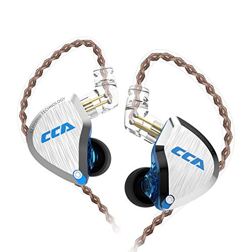 Product Cover CCA C12 in Ear Monitor, 5BA+1DD Balanced Armature Drives HiFi Bass in Ear Earphone Headset Noise Cancelling Earbuds Zinc Alloy Headphones with Detachable Cable Universal-Fit 0.75mm 2PIN (No Mic, BlUE)