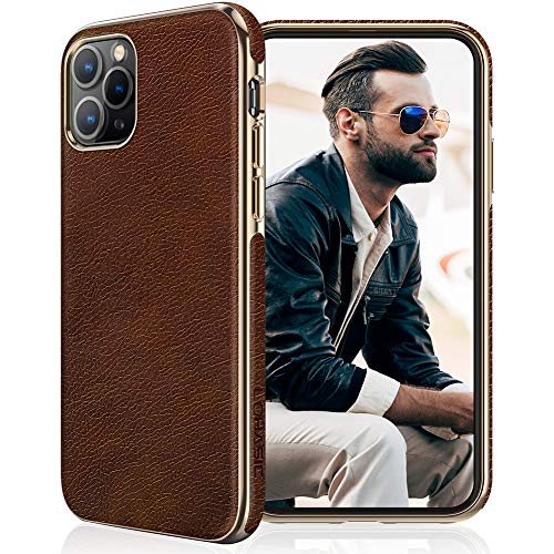 Product Cover LOHASIC for iPhone (11 Pro Max) Case, Luxury Business Men PU Leather Fancy Slim Full Protective Scratch-Resistant Soft Phone Cover, Compatible with Apple 6.5 iPhone 11 Pro Max (2019) Brown