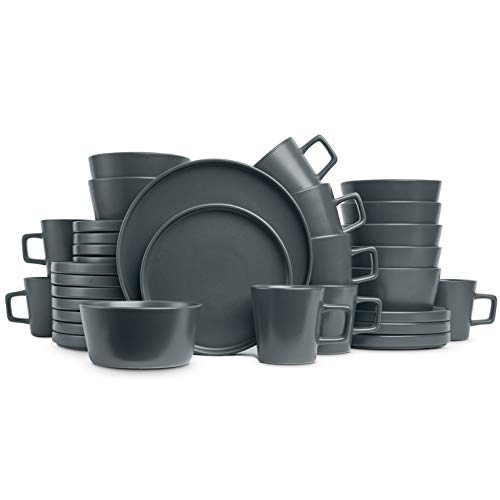 Product Cover Stone Lain Coupe Dinnerware Set, Service For 8, Gray Matte