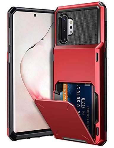 Product Cover Vofolen Case for Galaxy Note 10+ 10 Plus Case Wallet 4-Slot Pocket ID Card Holder Scratch Resistant Dual Layer Protective Bumper Rubber Armor Hard Shell Cover for Samsung Galaxy Note 10 Plus Red