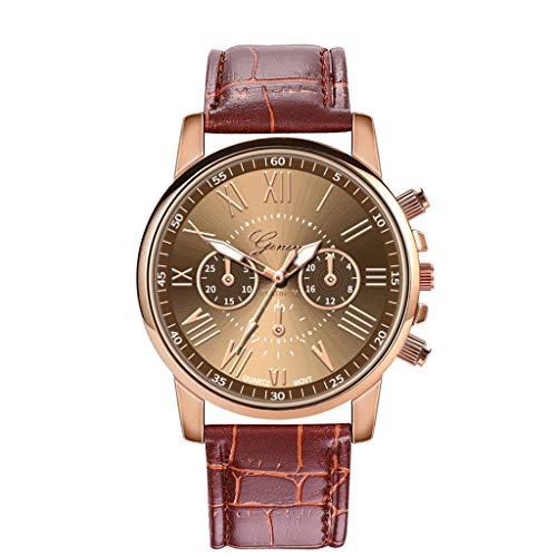 Product Cover AMOUSTORE Women's Casual Stainless Steel Quartz Watch with Leather Strap Wristwatch (Red)