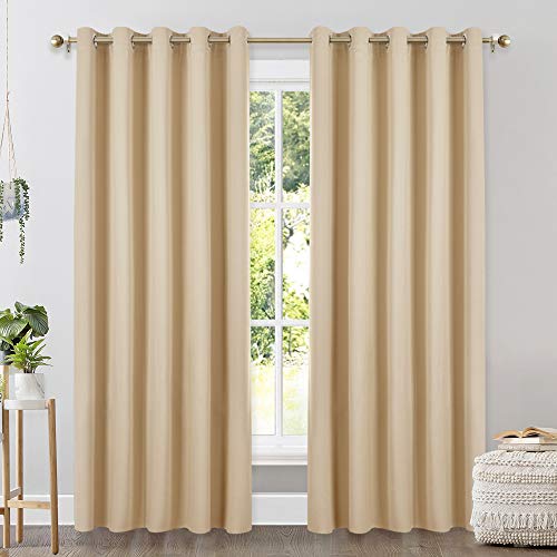 Product Cover NICETOWN Room Darkening Draperies Window Curtain Panels, Thermal Insulated Grommet Room Darkening Curtains for Bedroom (Biscotti Beige, 2 Panels, W70 x L84 -inch)