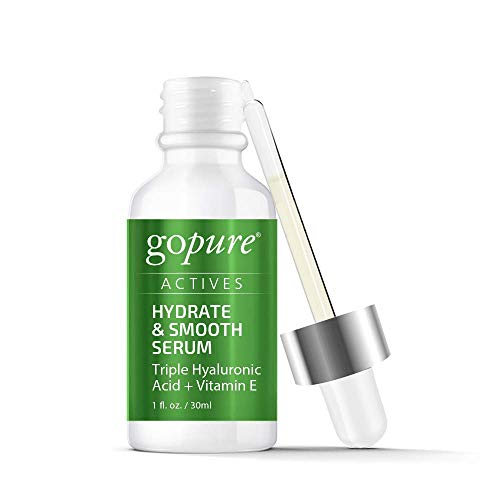 Product Cover goPure Actives Hyaluronic Acid Serum with Vitamin E & C for Anti Aging Face Serum Intensely Hydrates & Smoothes Appearance of Deep Wrinkles, Fine Lines, Dark Spots & Acne Scars - Cruelty Free