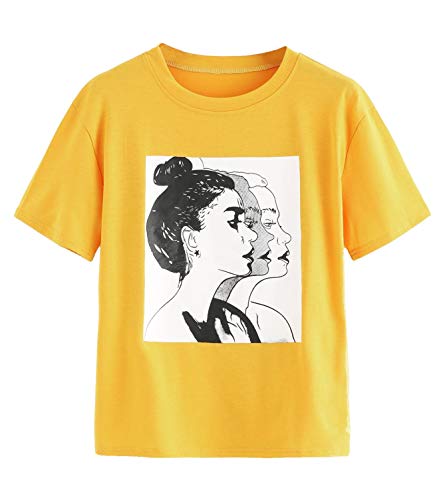 Product Cover Fabricorn Plain Mustard Yellow Printed Cotton Tshirt for Women (Mustard Yellow)