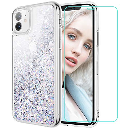 Product Cover Maxdara Case for iPhone 11 Case Glitter Liquid for Women Girls (Screen Protector) Bling Shiny Sparkle Luxury Pretty Soft TPU Phone Case for iPhone 11 6.1 inches (Silver)