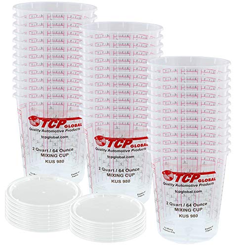 Product Cover Custom Shop - Pack of 36-64 Ounce Graduated Paint Mixing Cups (2 Quarts) - Cups Have Calibrated Mixing Ratios on Side of Cup - Cups Hold 80-Fluid Ounces