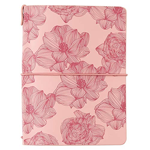 Product Cover Erin Condren On The Go Folio - Pink Sketched Blooms, Small Size Holder Case to Protect Your Petite Planners and Petite Journals for Travel. Stylish and Easy Elastic Band Enclosure