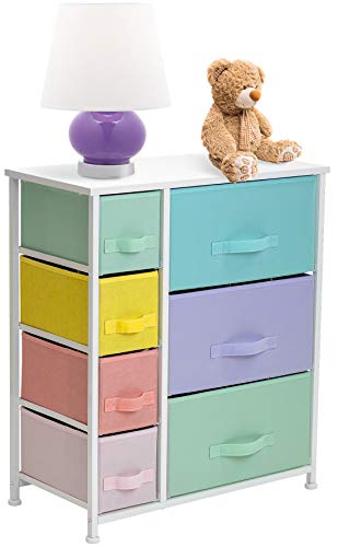 Product Cover Sorbus Dresser with 7 Drawers - Furniture Storage Chest for Kid's, Teens, Bedroom, Nursery, Playroom, Clothes, Toy Organization - Steel Frame, Wood Top,Fabric Bins (7-Drawer, Pastel/White)