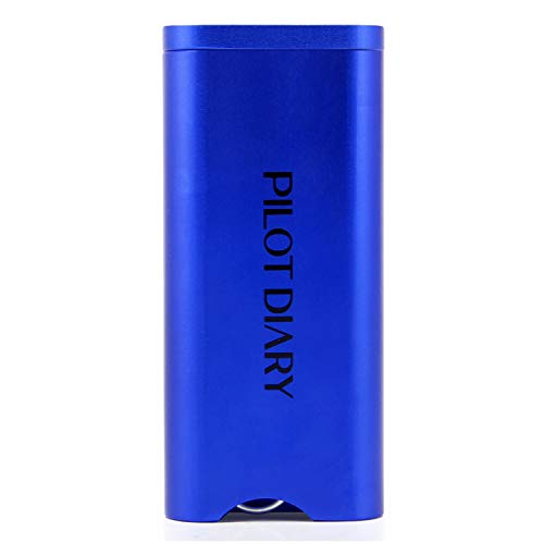 Product Cover Pilot Diary Premium Aluminum Stash Box with Magnetic Rotating Lid Metal Rod Inside, Sapphire Blue