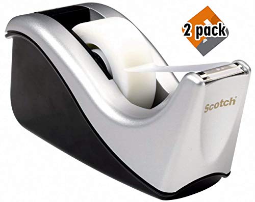 Product Cover Scotch Desktop Tape Dispenser Silvertech, Two-Tone (C60-ST) - 2 Pack