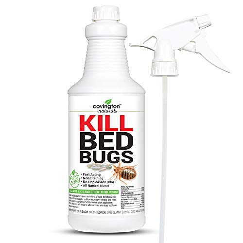 Product Cover Covington Bed Bug Killer Fast Acting Natural Organic Bed Bug Spray for Home - Quart (32 OZ), Extended Bedbug Killer and Repellent Treatment. Family, Child, and Pet Safe. Say Bye to Bedbugs for Good