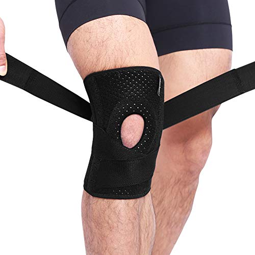 Product Cover Knee Brace with Patella Gel Pads & Side Stabilizers for Knee Support Joint Pain Relief Meniscus Tear Brace Strap Adjuster for Men & Women -Single- Black