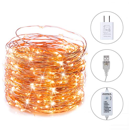 Product Cover USB Fairy String Lights, 66FT 200LED Firefly String Lights, 8 Lighting Modes Twinkle Lights for Bedroom Halloween Christmas Tree Wreath Halloween Party Wedding Baby Shower Decoration, Warm White