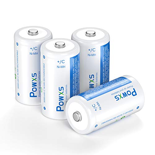 Product Cover POWXS C Cell Rechargeable Battery Pre-Charged 5000mAh C Size 1.2V Ni-MH Battery - 4 Pack