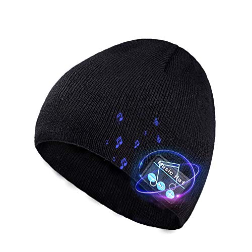 Product Cover Bluetooth Beanie Hat, Unisex Beanies Cap Wireless V5.0 Music Caps with Headphones Stereo Speakers Unique Christmas Tech Gifts for Men Women Teen Boys Girls