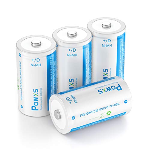 Product Cover POWXS 7000mAh D Cell Rechargeable Batteries Pre-Charged D Ni-MH Battery Long-Lasting 1.2V Standard D Size Battery Suitable for Household and Business- 4 Pack