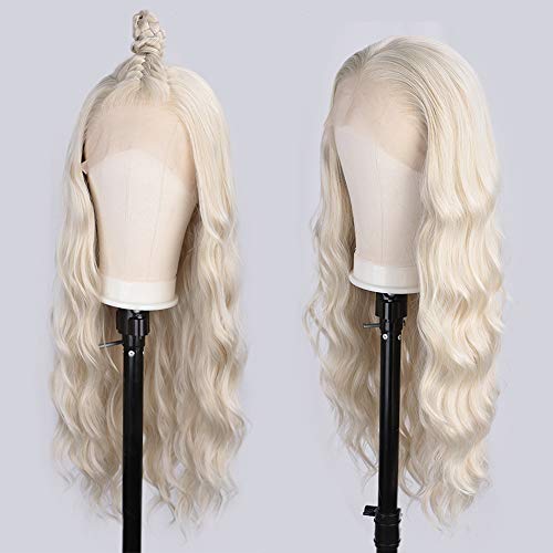 Product Cover Vigorous Blonde Wig Lace Front Wigs for Women Free Part Long Wavy Wig Heat Resistant Realistic Natural Looking Synthetic Wigs 26 Inch