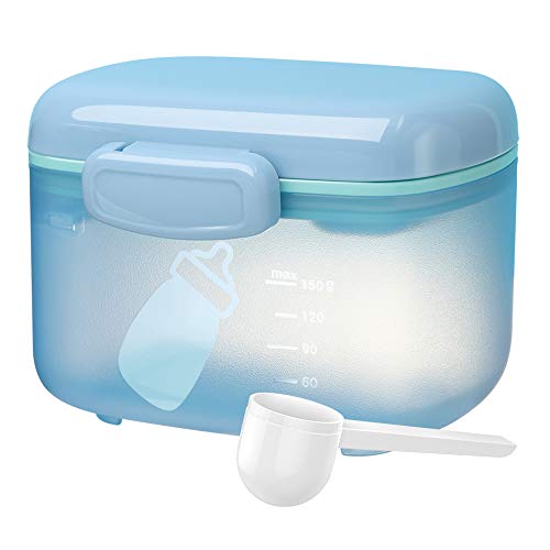 Product Cover Zooawa Baby Formula Dispenser, Portable Travel Milk Powder Formula Container Candy Fruit Snack Storage Container with Scoop and Leveller, On-The-Go, BPA Free, Transparent - Blue