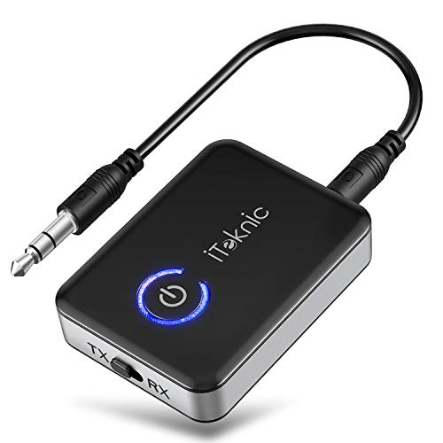 Product Cover iTeknic Bluetooth 5.0 Receiver Transmitter, 2-in-1 3.5mm Audio Transmitter, aptX Low Latency, Pair 2 at Once for TV/Home Sound System
