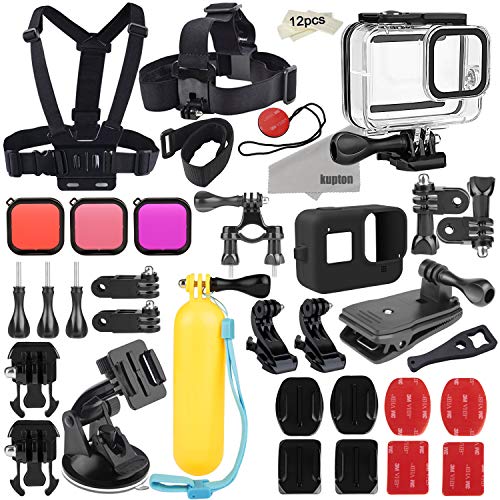 Product Cover Kupton Accessories Kit Bundle for GoPro Hero 8 Black, Waterproof Housing + Sleeve Case + Filters + Head Chest Strap + Suction Cup Mount + Bike Mount + Floating Grip Accessory Set for Go Pro Hero8