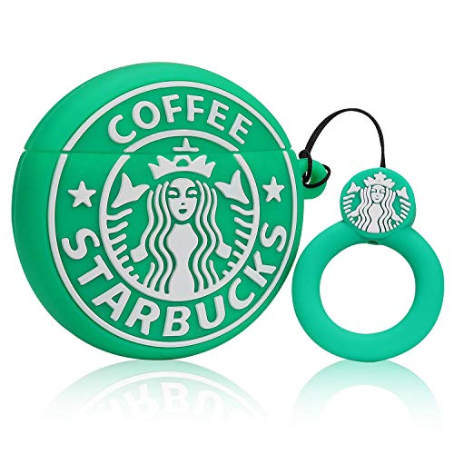 Product Cover Lupct Green Coffee Compatible with Airpods 1/2 Soft Silicone Case, Cute Cartoon 3D Cool Air pods Design Cover, Fun Kawaii Food Fashion Funny Cases for Kids Girls Teens Character Skin Keychain Airpod