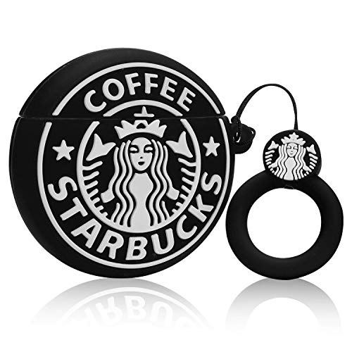 Product Cover Lupct Black Coffee Compatible with Airpods 1/2 Soft Silicone Case, Cute Cartoon 3D Cool Air pods Design Cover, Fun Kawaii Food Fashion Funny Cases for Kids Girls Teens Character Skin Keychain Airpod