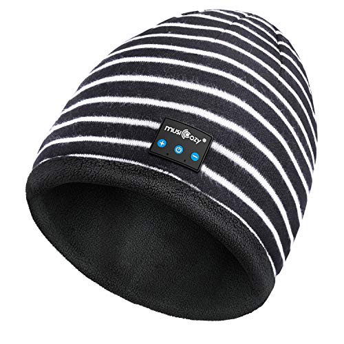 Product Cover Bluetooth Beanie Hat, Wireless Hat with Headphones, Built-in HD Stereo Speakers & Mic, for Men Women Teen Boys, Girls, Boyfriend, Husband, Stocking Stuffers, Double Layer Warm Fabric(Stripe)