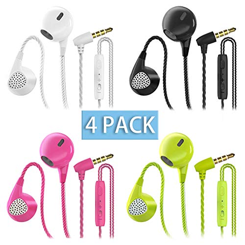 Product Cover 4 Packs Earbud Headphones with Microphone & Remote,CBGGQ in-Ear Earphones Bass Stereo,for iPhone and Android Smartphones,iPod,iPad,MP3 Players,Fits All 3.5mm Interface Device