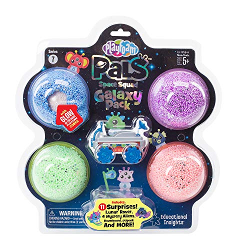 Product Cover Educational Insights Playfoam Space Squad Galaxy Pack with Blue Rover:Non-Toxic, Never Dries Out - Includes Playfoam with Sequins + Mystery Glow in The Dark Playfoam, Playfoam Pal & More