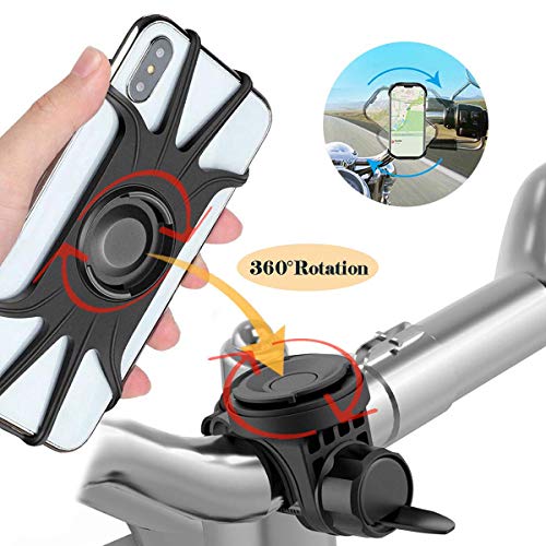 Product Cover Bike Phone Mount Holder, Silicone Motorcycle Bicycle Handlebar Phone Mount Holder Stand 360° Rotation for iPhone X/XR/XS MAX/8 Samsung Huawei 4-6.5''