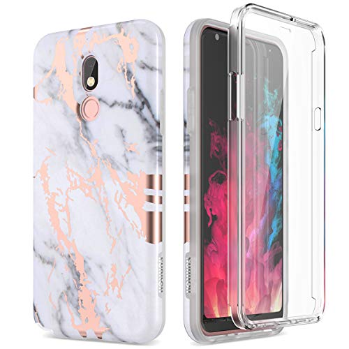 Product Cover SURITCH Case for LG Stylo 5, [Built-in Screen Protector] Cute Geometric Marble Soft TPU Full Body Protection Shockproof Anti-Scratch Rugged Bumper Protective Cover for LG Stylo 5 (Gold Marble)