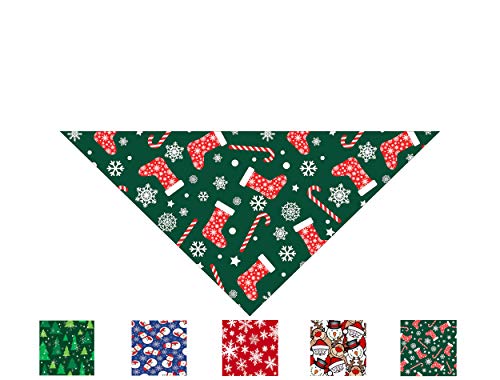 Product Cover Native Pup Christmas Dog Bandana| 5 Designs| Winter Bandanna Handkerchief (Stockings, Large)